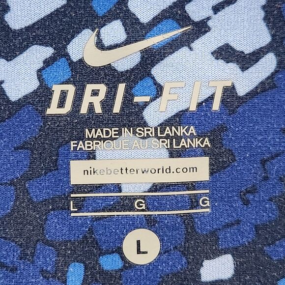 Womens Nike Dri-Fit‎ Legend Legging Recycled Poly Drift 3/4 Crop  Blue Pattern - Picture 2 of 14